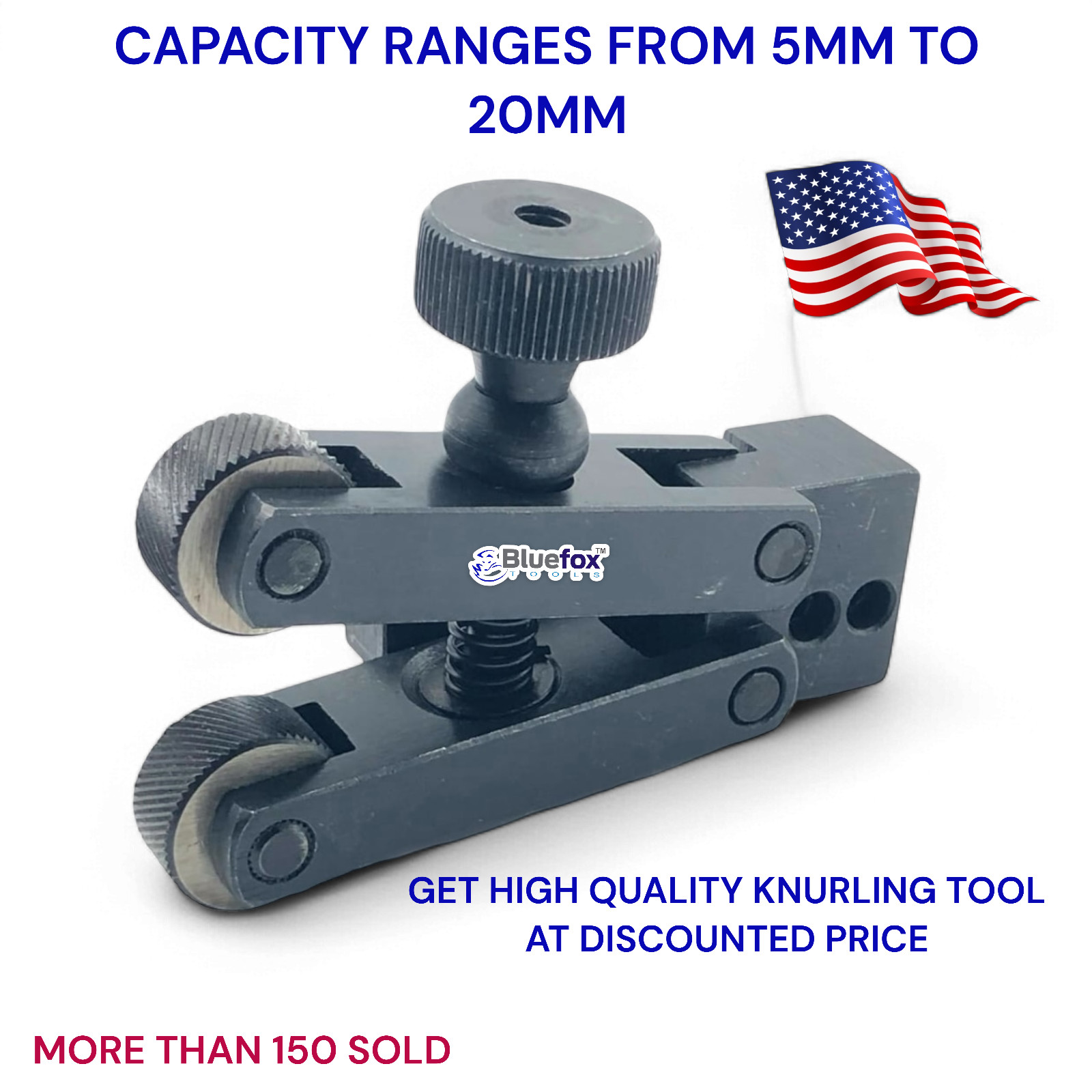 Knurling Tool V Clamp Type Holder 5-20mm Capacity For Mini Lathe Bluefox