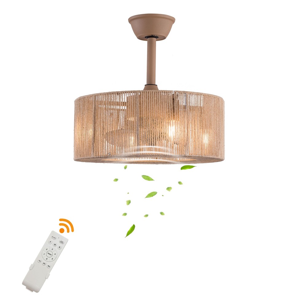 18'' Caged Ceiling Fan Light with Remote Control Chandelier Flush Mount Light