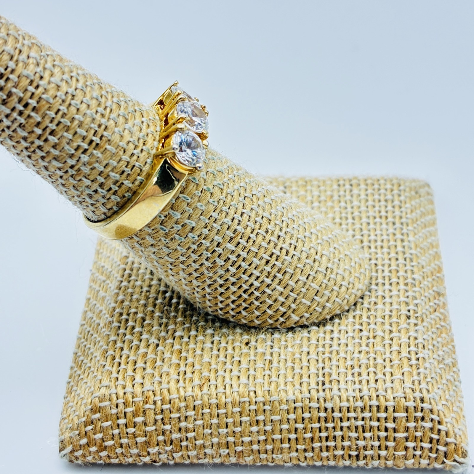 Gold Tone Band Mens and CZ Engagement Rings Lot of 2 Wedding Gift