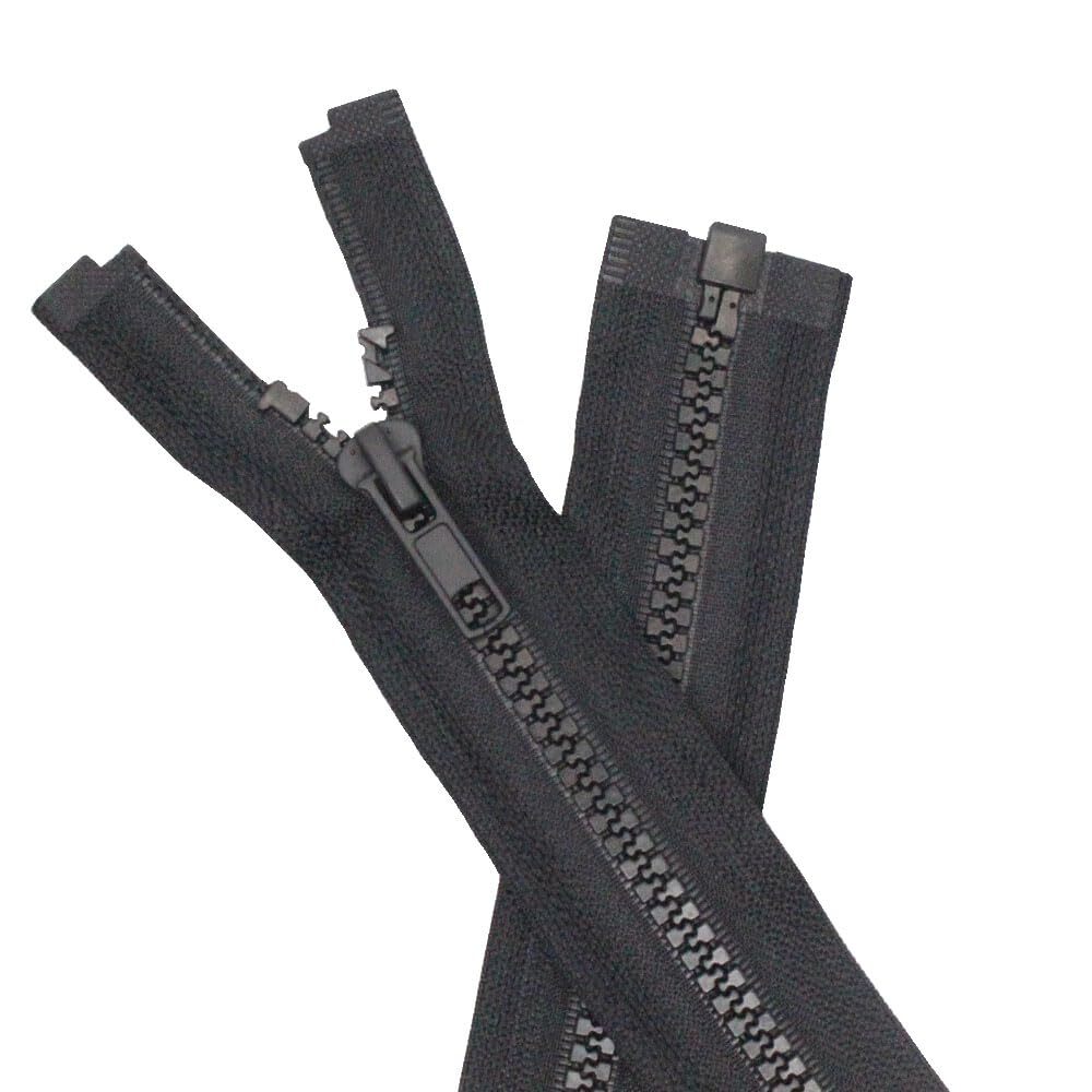 2PCS #5 21 Inch Black Separating Jacket Zippers Molded Plastic Bulk Sewing