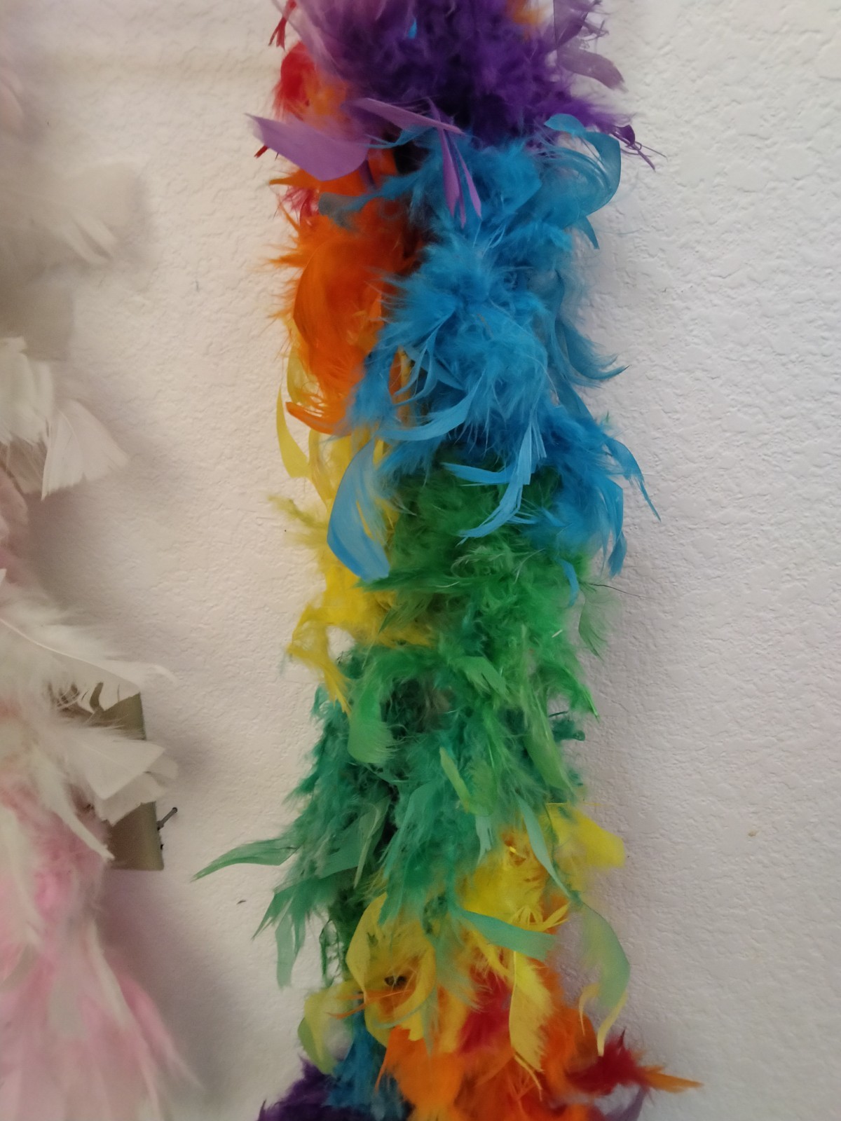 Pair of Genuine Feather Boas (One rainbow and one Pink)
