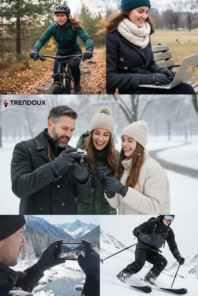 TRENDOUX Touchscreen Fingers Thin Warm Black Tech Winter Gloves Small,