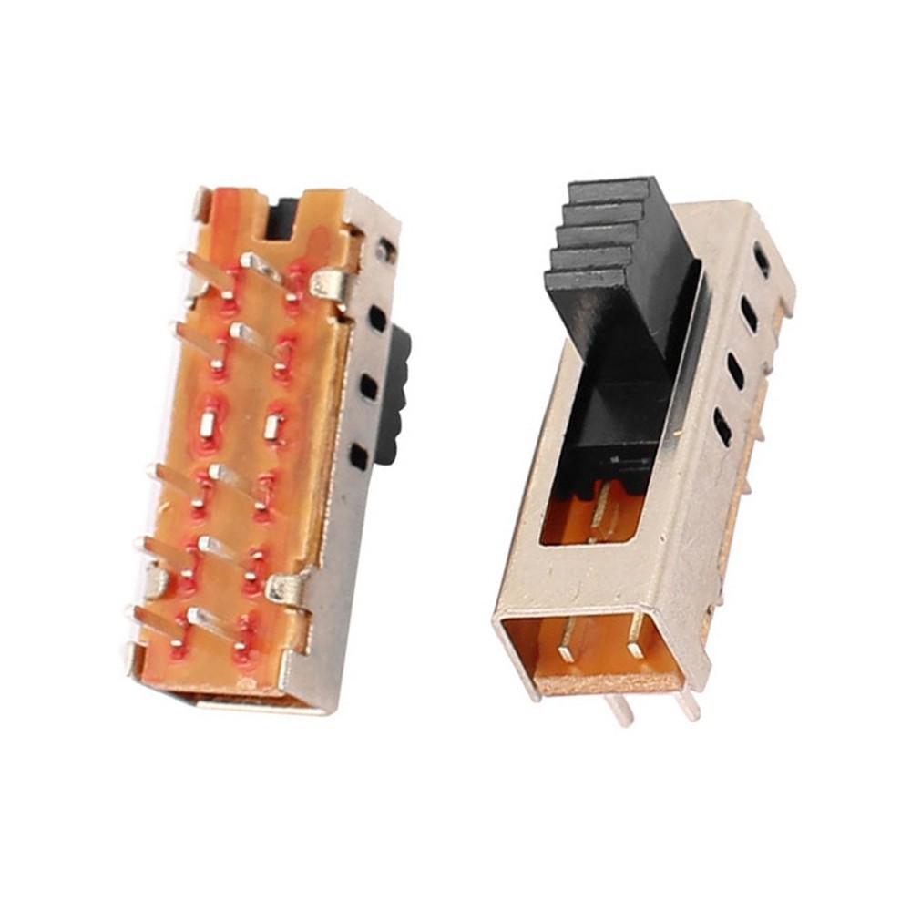 5Pcs 4 Positions 10P 2P4T Panel Mount Micro Slide Switch Latching Power Switch