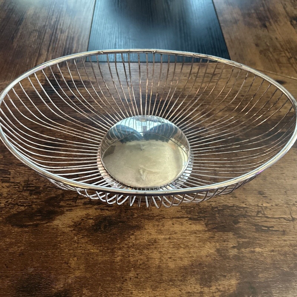Vintage Leonard Silver Plate on Brass Wire Fruit or Bread Basket Silverplated