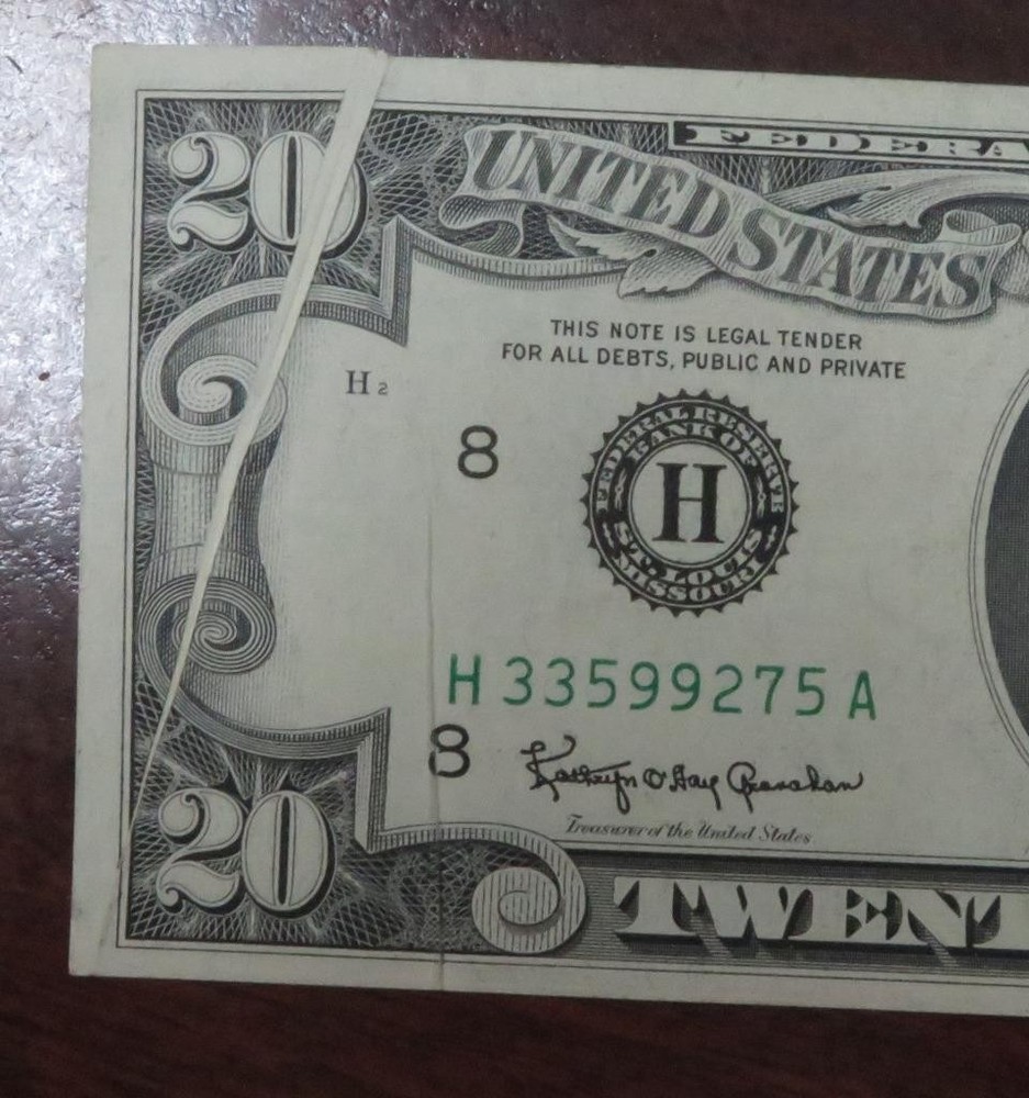 1963 $20 Federal Reserve Note * Fold Error * Neat Error Note * 9275