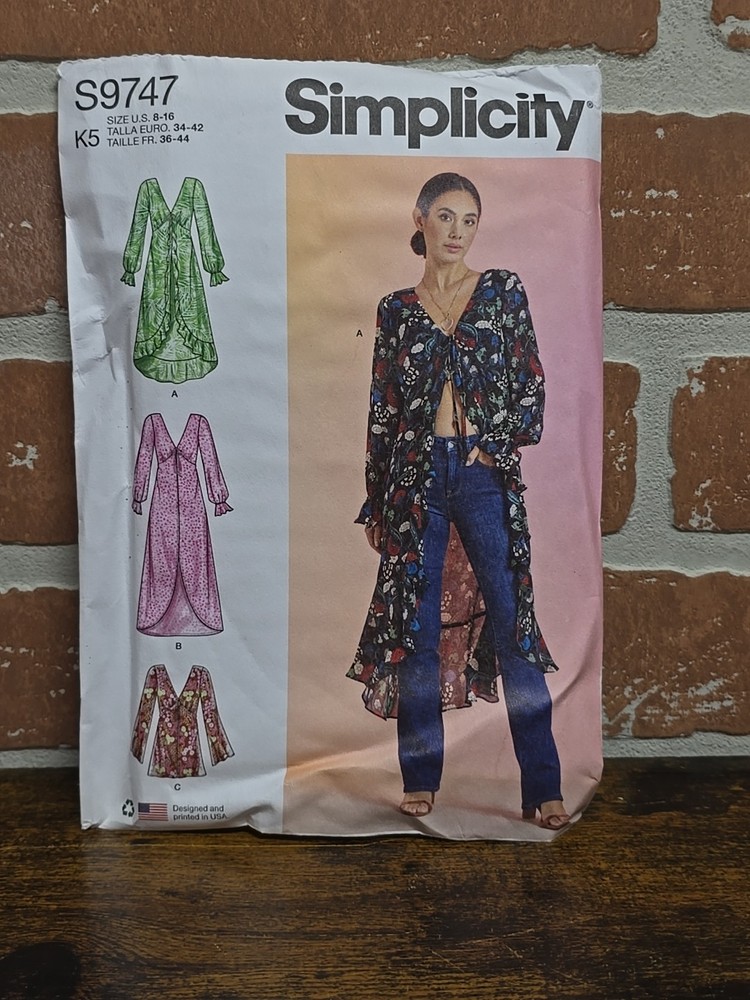Misses' Duster Jacket Sewing Pattern Packet, Code S9747, Sizes 8-10-12-14-16,...