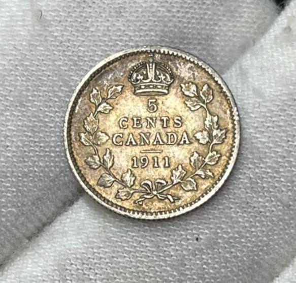 1911 Canada 5 Cents Silver Coin