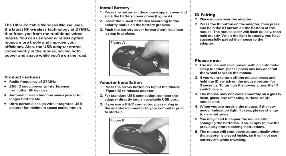 Mini Wireless Mouse with USB Receiver for Laptop PC Computer, Blue