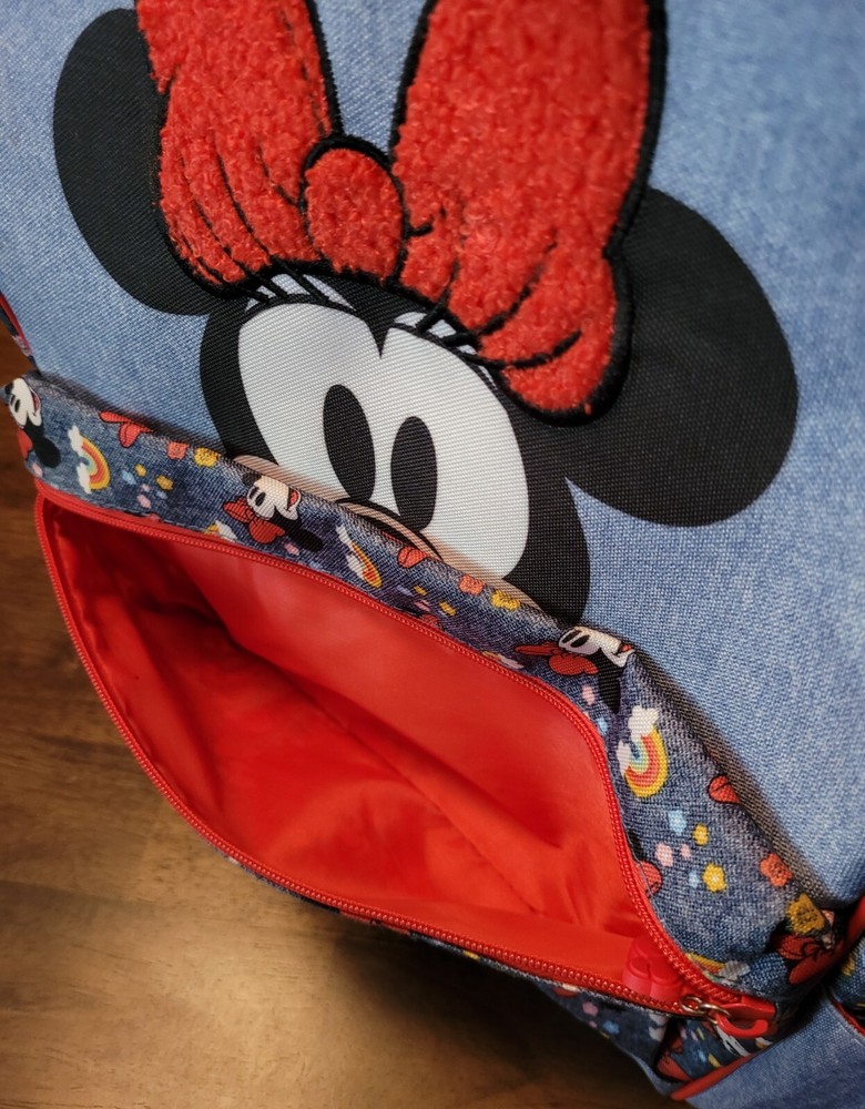 Disney Minnie Mouse Back Pack Chenille Bow Weekender