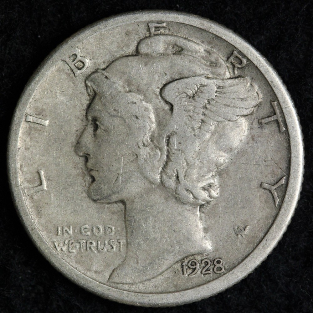 1928-D Mercury Silver Dime XF E233 RKVU