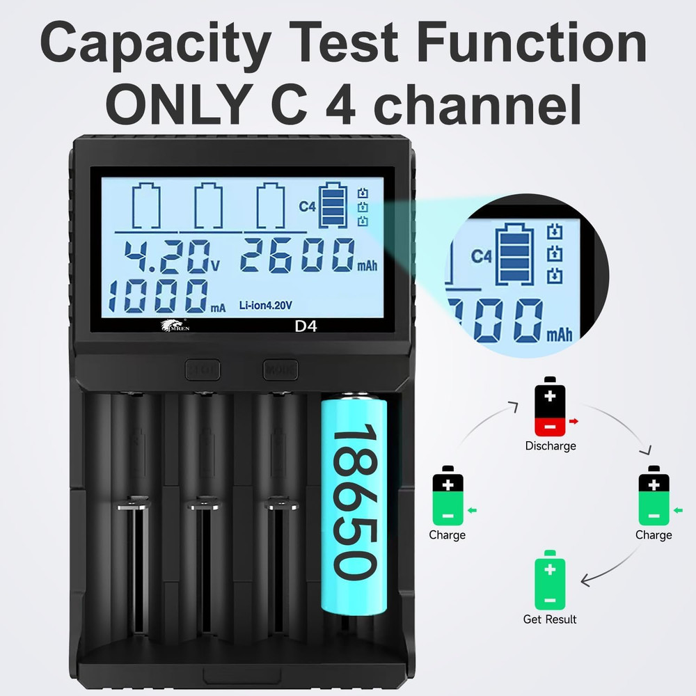 18650 Capacity Tester,18650 Battery Charger with Discharge & Testing Function, 2