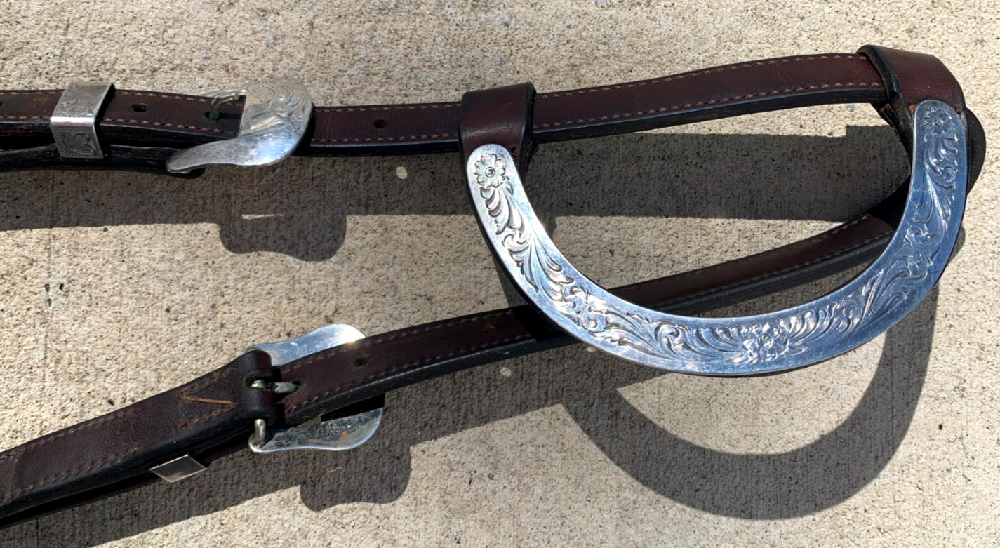 VOGT Sterling Silver Horse Show SLIDING ONE EAR HEADSTALL Leather Western Bridle