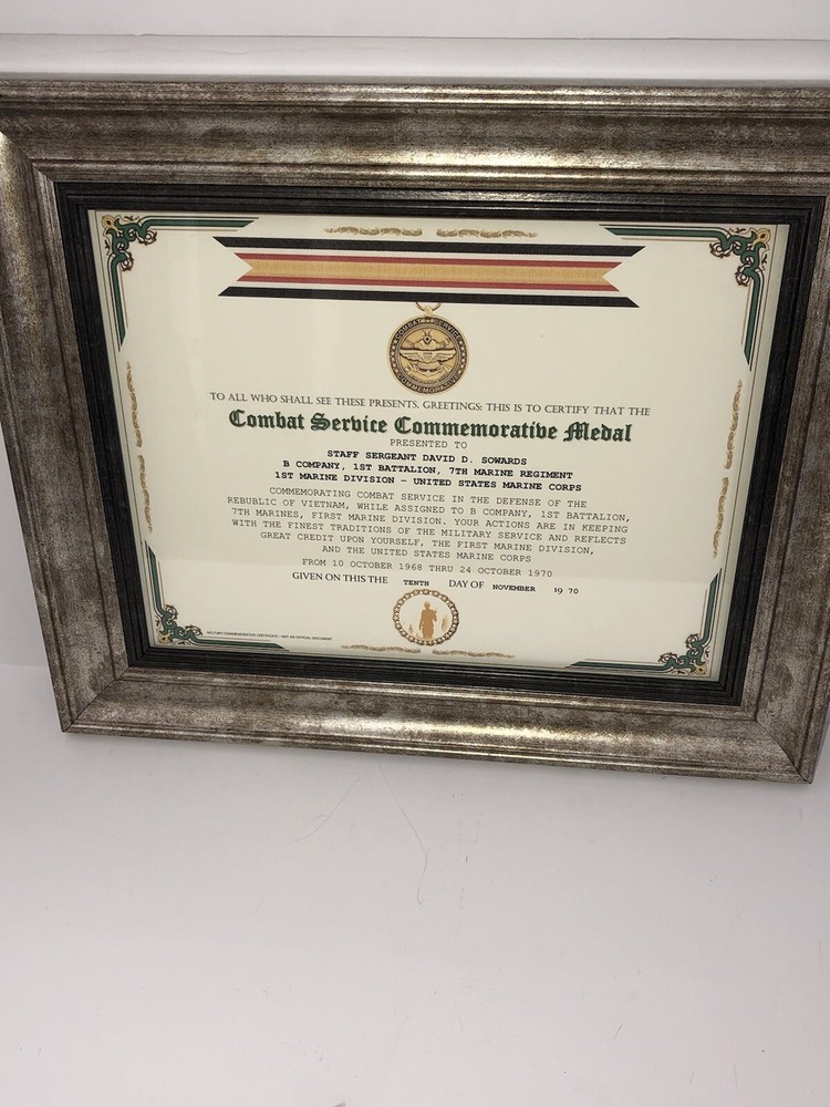 COMBAT SERVICE COMMEMORATIVE MEDAL CERTIFICATE ~ Type 1