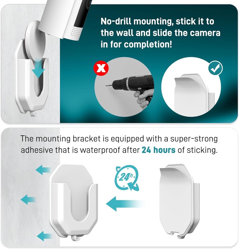 3Pack Ring Indoor Camera Wall Mount Bracket No Drill Adhesive