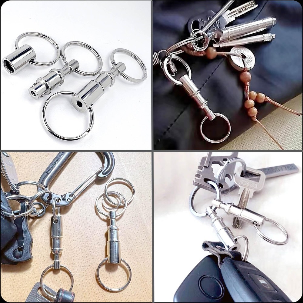 Tenalleys 4 Pack Quick Release Keychain Detachable Pull Apart Keychain Dual Pull
