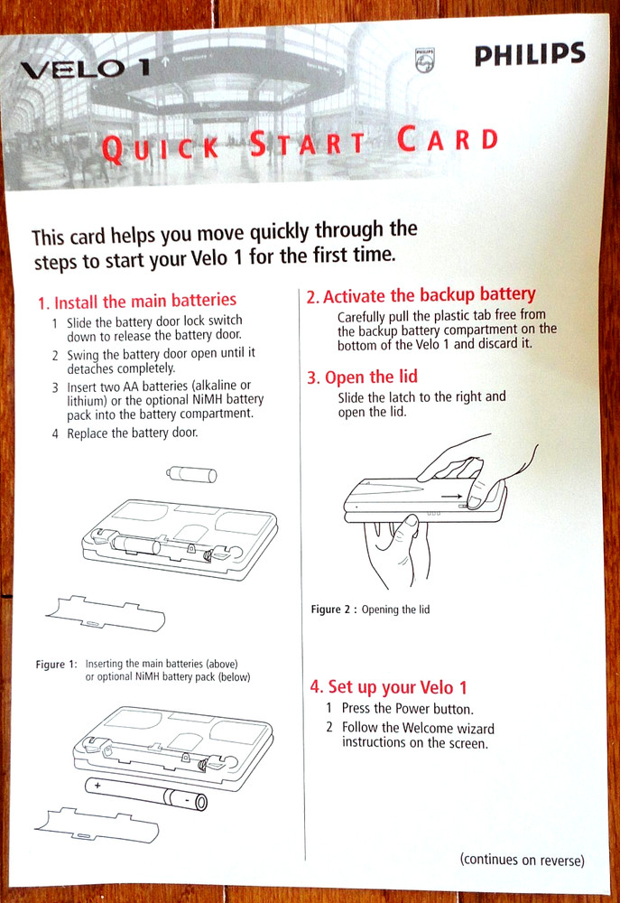 1997 PHILIPS VELO 1 SOFTWARE/MANUAL/QUICK START CARD/AD INSERTS--No Unit