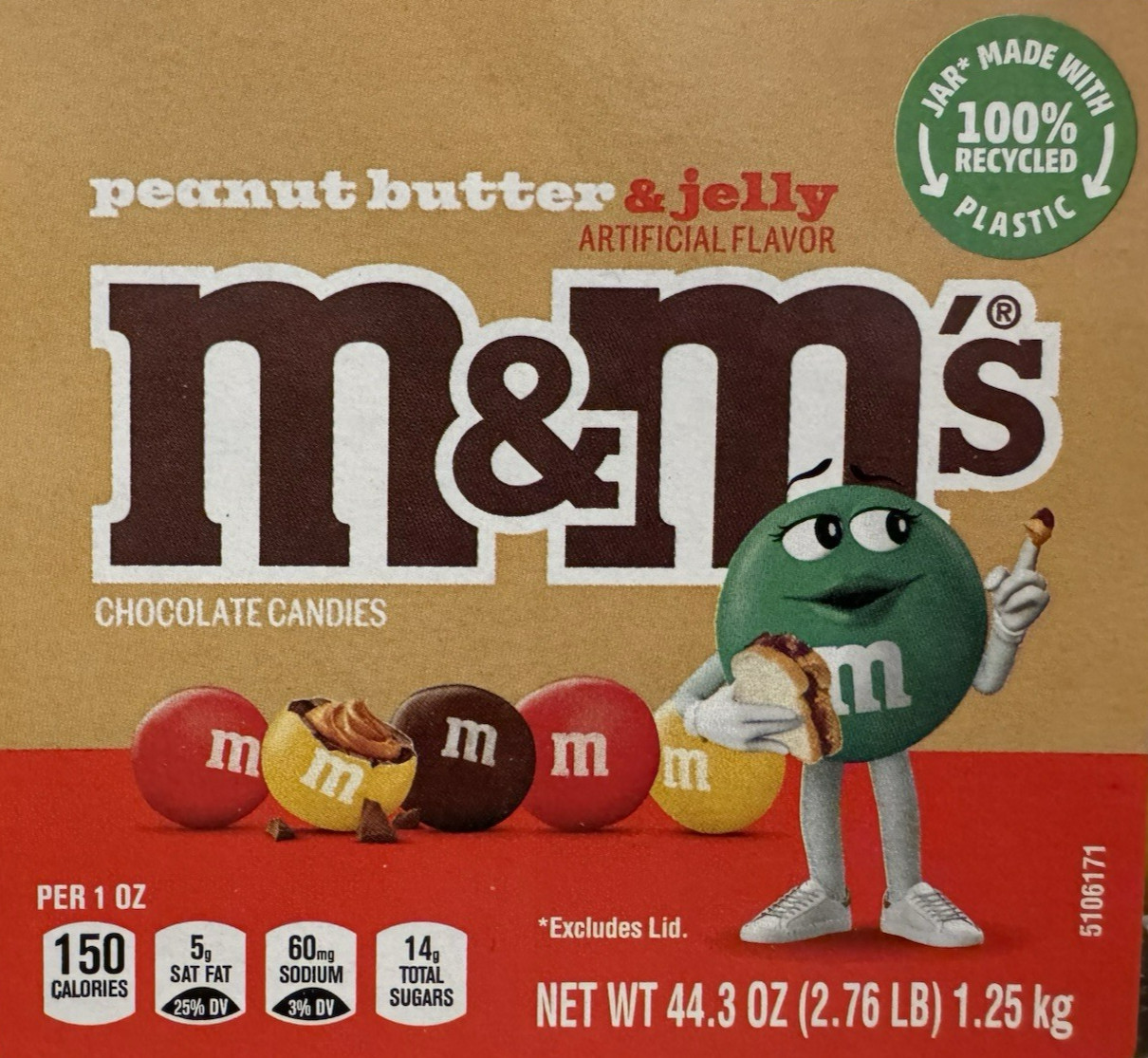 M&M's Peanut Butter & Jelly Milk Chocolate Candy, 44.3 oz Resealable Jar