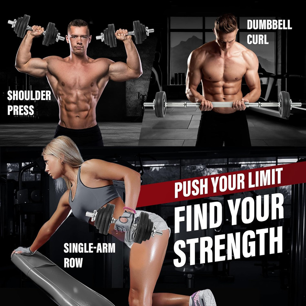 Old School Adjustable Dumbbell Set with Weight Plates, Star Lock Collars/Connect