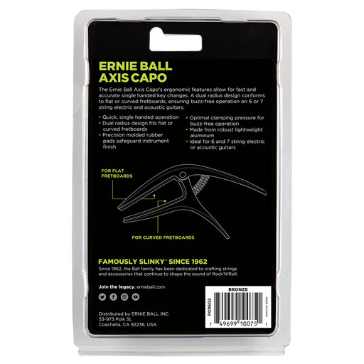 Ernie Ball Axis Dual Radius Capo, Bronze