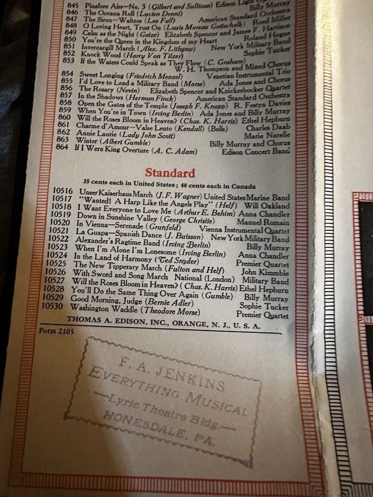 Edison Records Brochure 1912