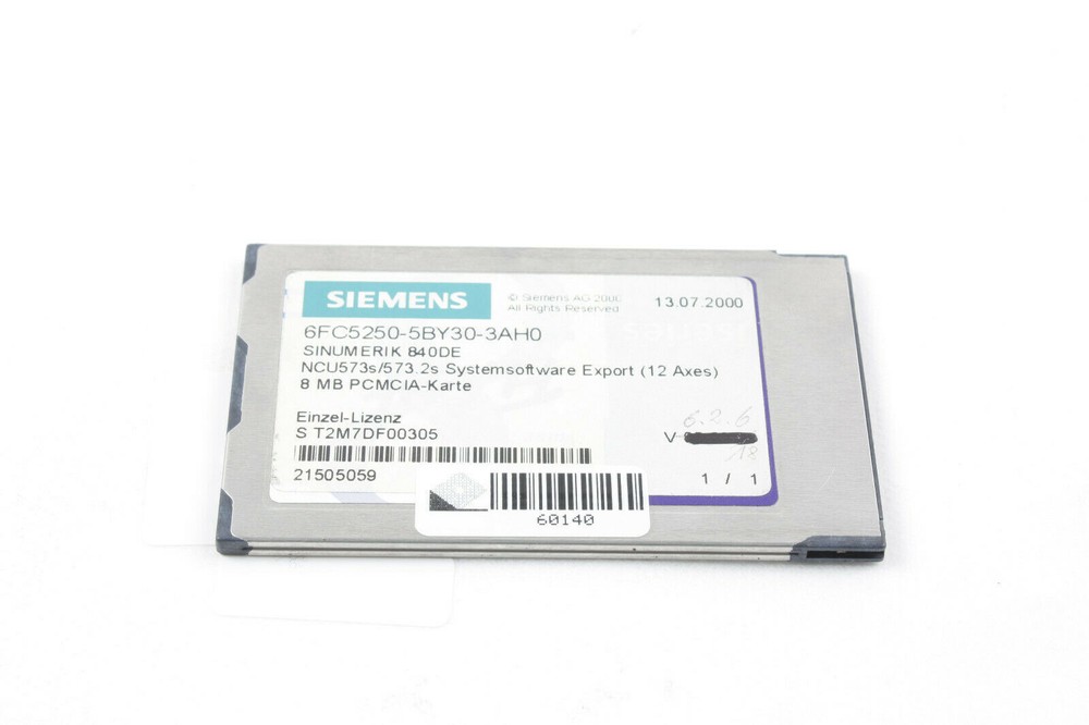SINUMERIK 840DE 6FC5250-5BY30-3AH0 CNC Software 12-5 PC Card Export Software 6.2.6
