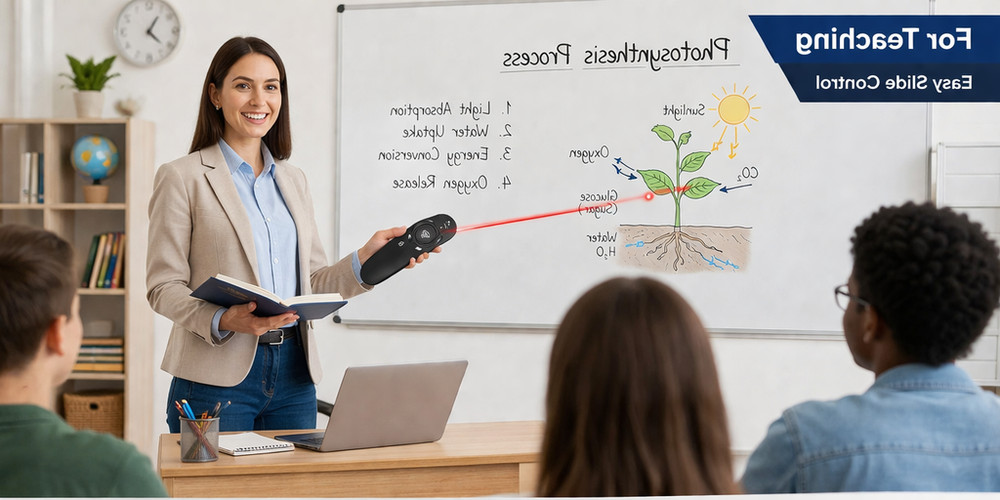 Wireless Presenter Remote with Red Laser, USB Plug & Play Clicker