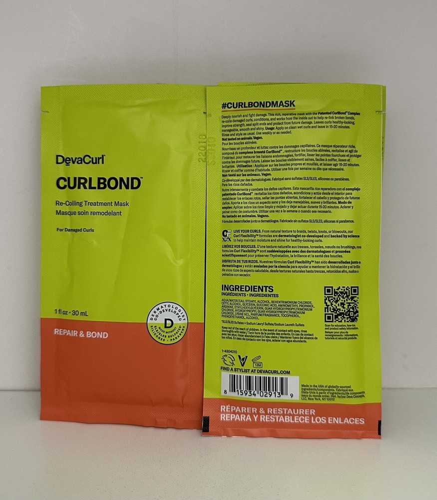 DevaCurl CurlBond Re-Coiling Treatment Mask 1 oz ~ 10 Sample Packs ~