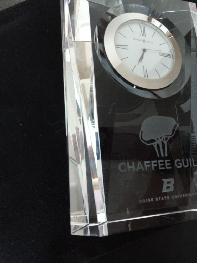 Quest Optical Crystal Tabletop Clock by Howard Miller 645-720