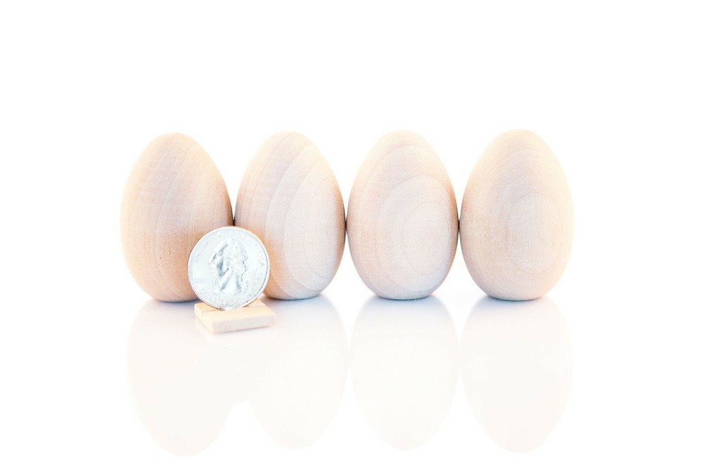 6- 2" Wood Egg Easter Egg Egg Decor Paint Eggs Pretend Play Natural Toy Easter
