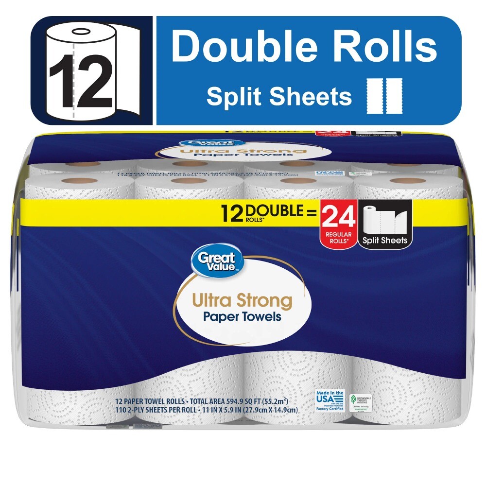Ultra Strong Paper Towels, 12 Double Rolls