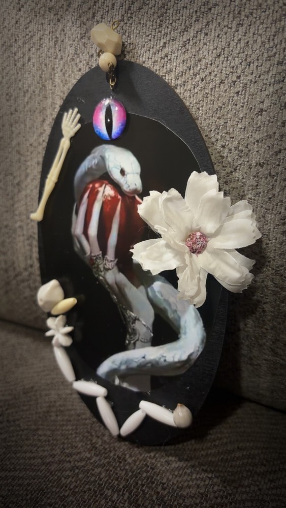 Cobra on Apple Oddity Plaque Wall Decor Weird OOAK