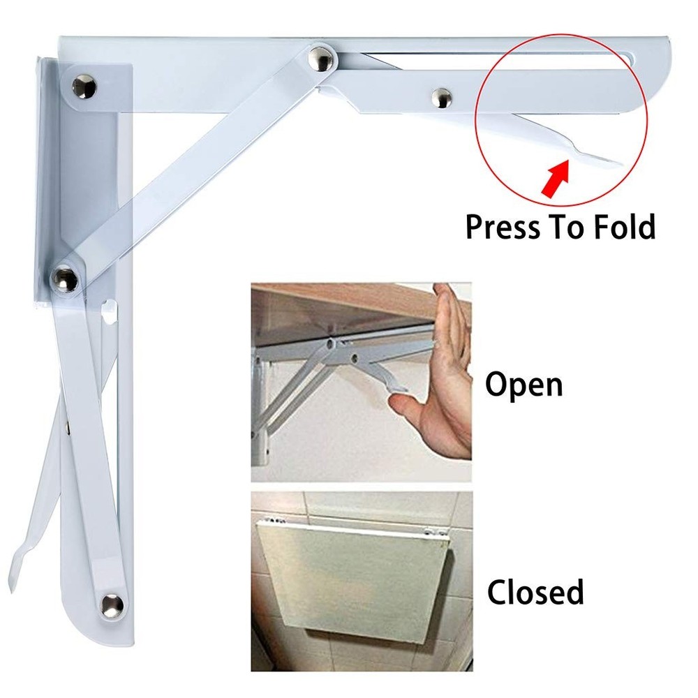 Sturdy Folding Shelf Brackets - Heavy Duty Metal Triangle Table Bench Folding...