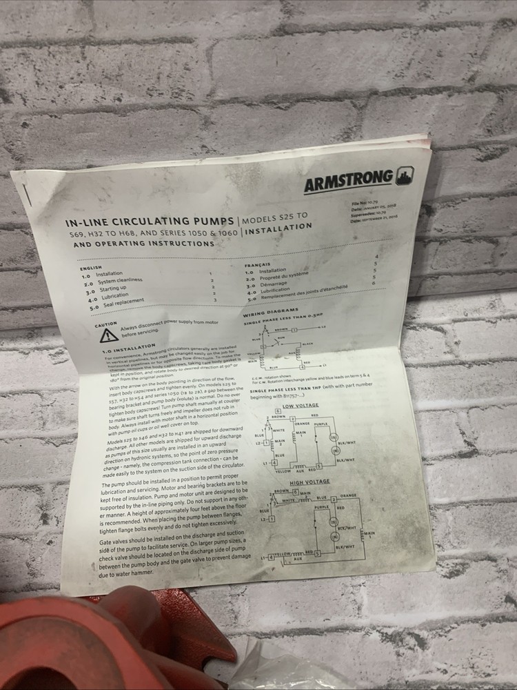 Armstrong New Model S-25 Mf/bf Pump