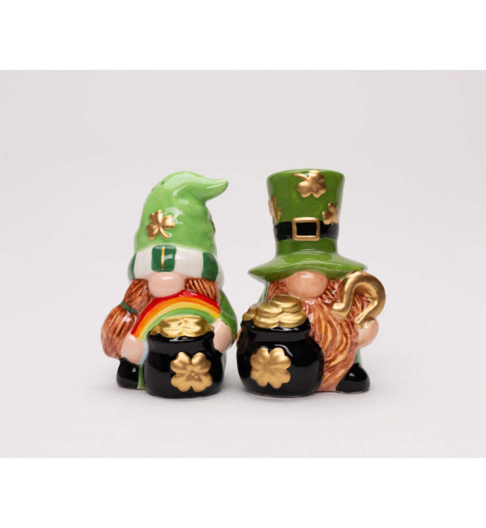 Ceramic Saint Patrick's Day Gnome Salt and Pepper Shakers, Gnome Collector Gift,