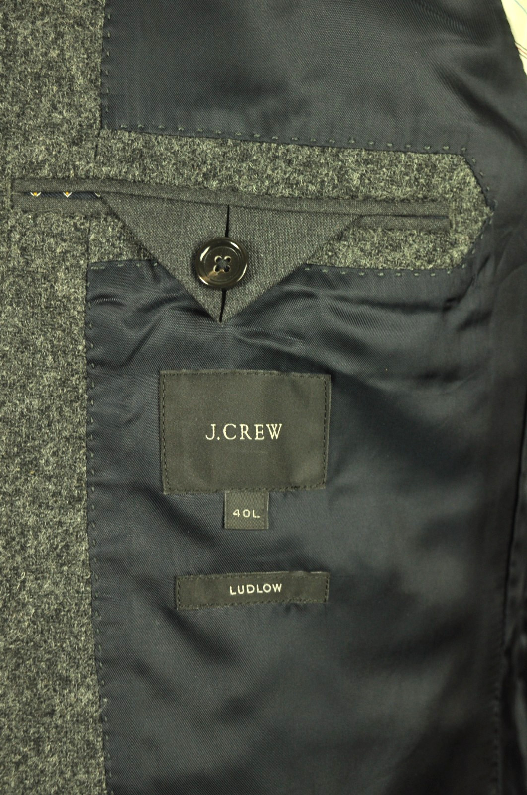 J. Crew Ludlow Moon British Wool Tweed Charcoal Gray Sport Coat 40 Long