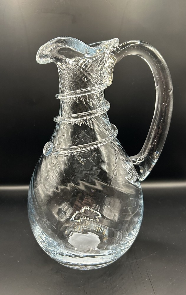 Hand blown glass pitcher Clear