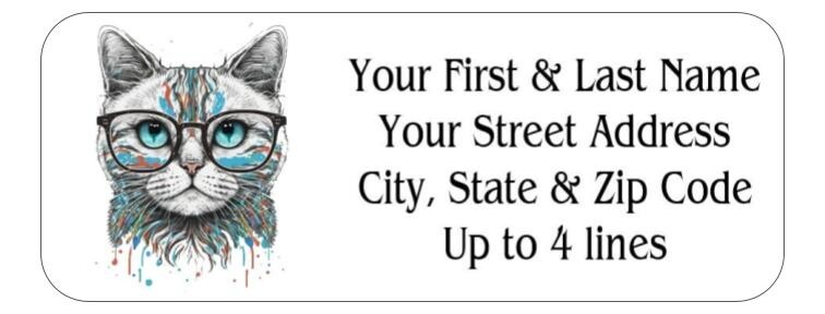 150 Nerdy Cat Nerd Glasses  Mailing Return Address Labels Personalized
