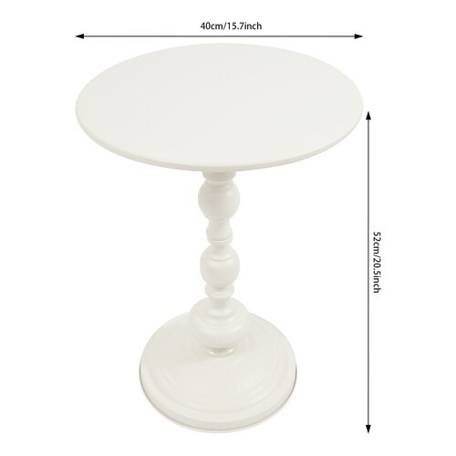 White Round End Table Sofa Side Table Retro Floor Standing Side Table