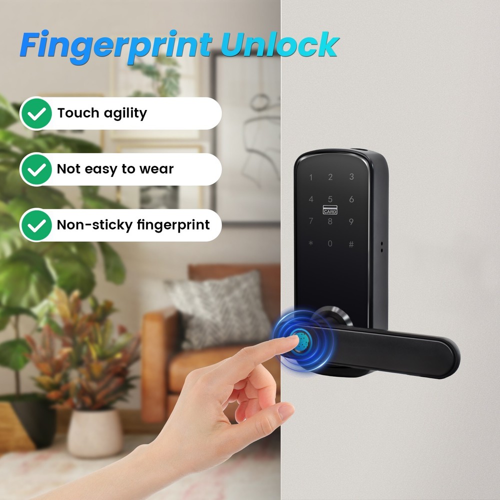 5-in-1 WiFi Smart Door Lock Fingerprint+IC+Code Passcode+Keys+APP Control Unlock