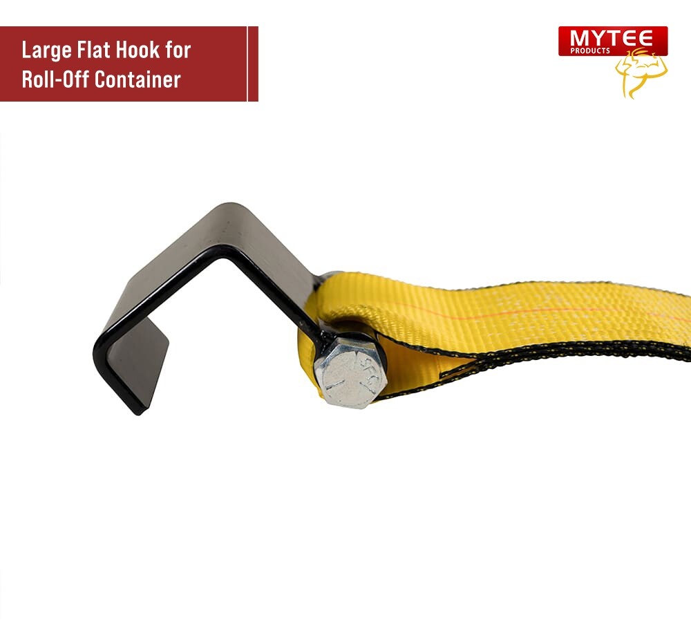 4 Pack 4"x5' Roll Off Container Winch Strap with Flat Hook 5400 # WLL Bolt-On