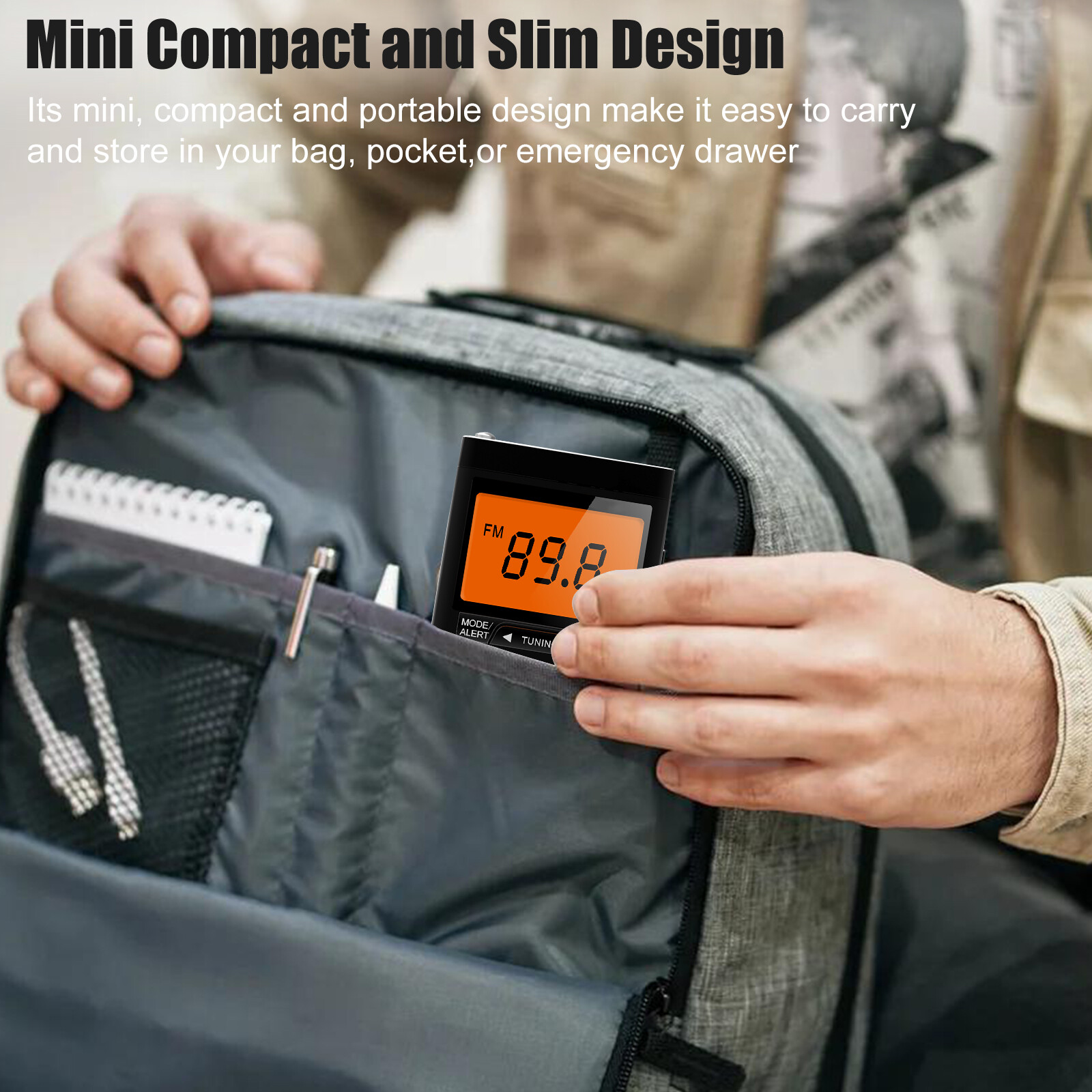 Emergency Pocket AM FM NOAA Weather Band Radio Auto-Search Receiver LCD Screen