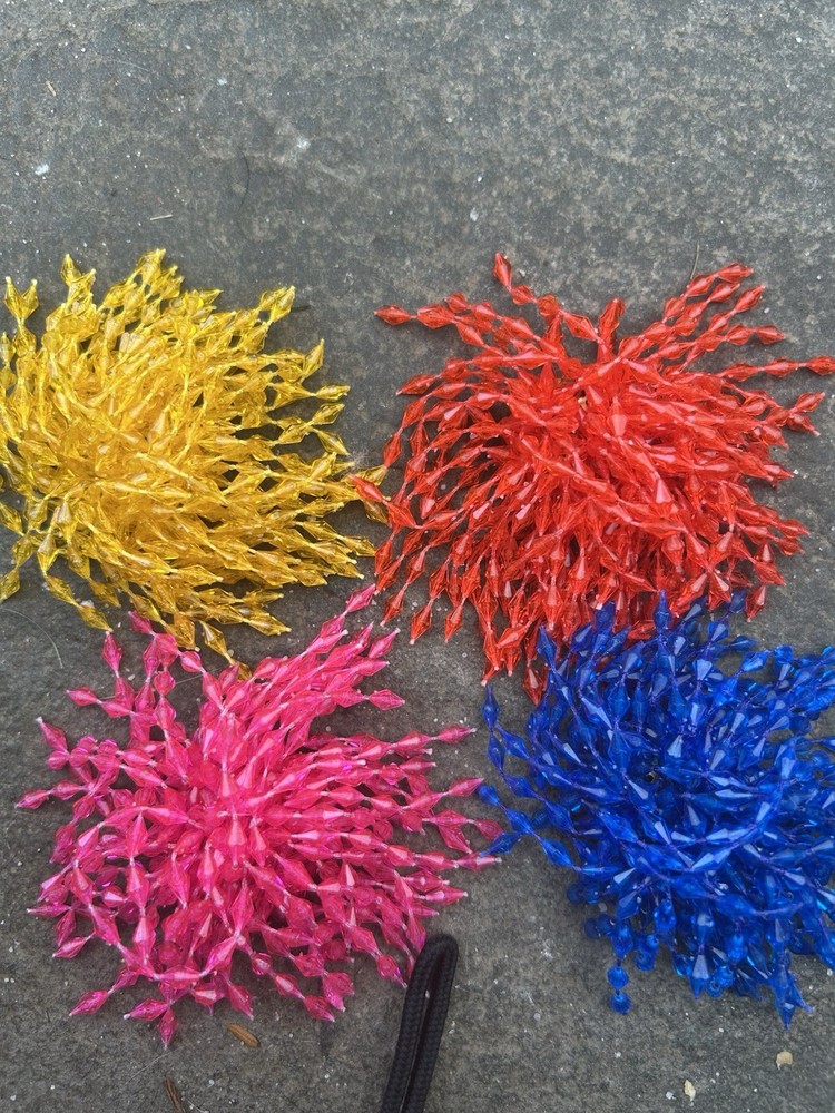 Colorful Hanging String Beads Brooch pins 4 Lot