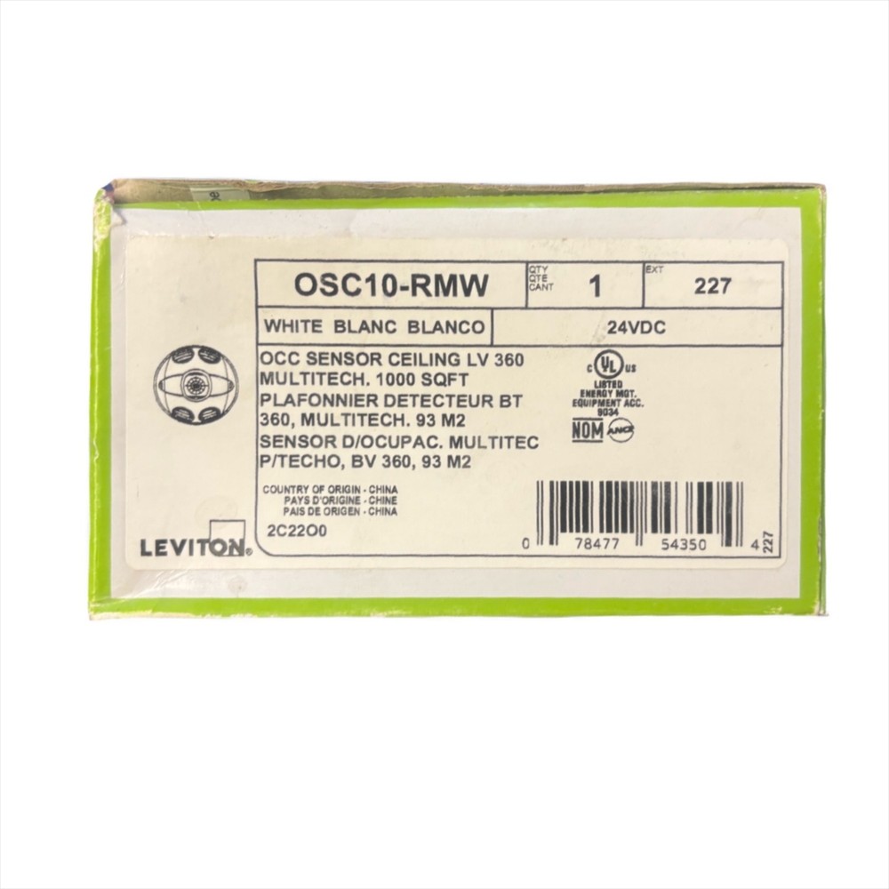 Leviton OSC10-RMW Occupancy Sensor, Multi-Technology (PIR/US), Ceiling Mount