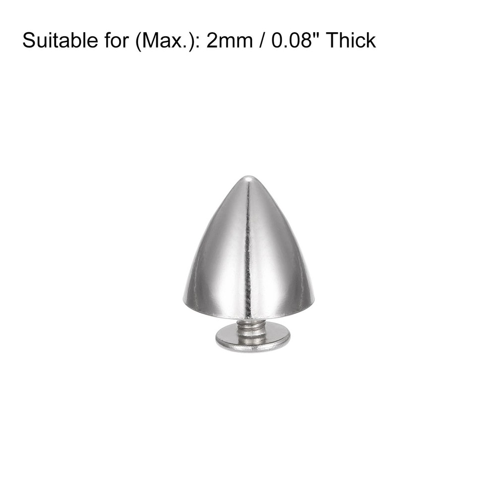 12x12mm Screw Back Rivets, 30 Cable Set Leather Studs Silver Tone