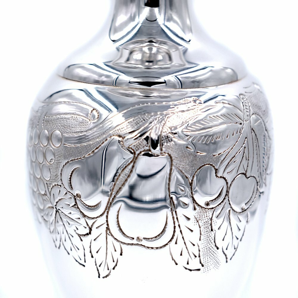 Solid Silver Fruit Chiseled Vase Made in Italy