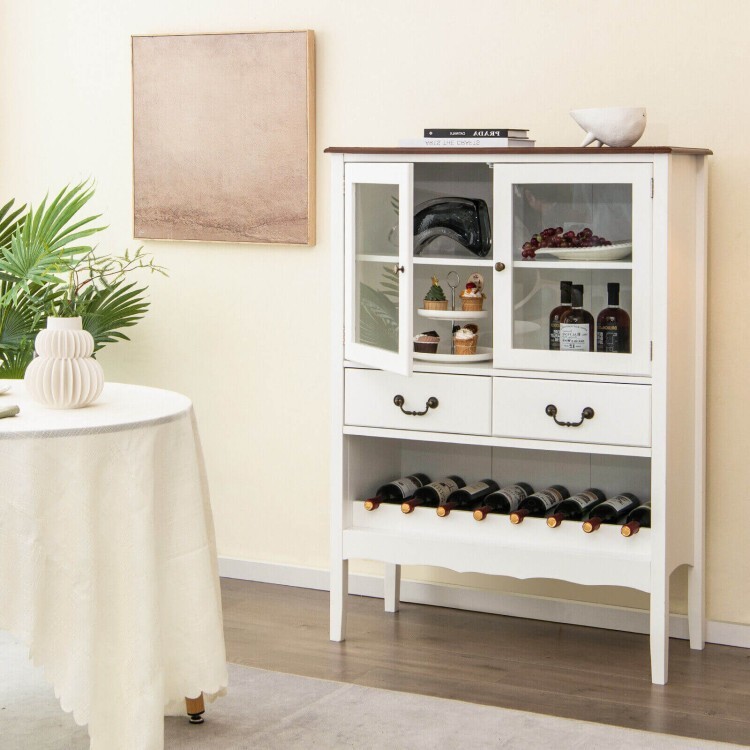 Sideboard Buffet Storage Cabinet Cupboard Kitchen With 3 Level Adjustable Shelf