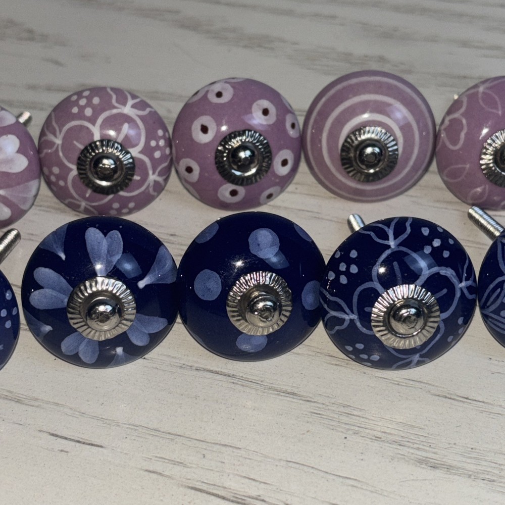 Drawer Cabinet Knobs Ceramic **ONLY LAVENDER AVAILABLE* 1.5" Diameter 2.5" Long