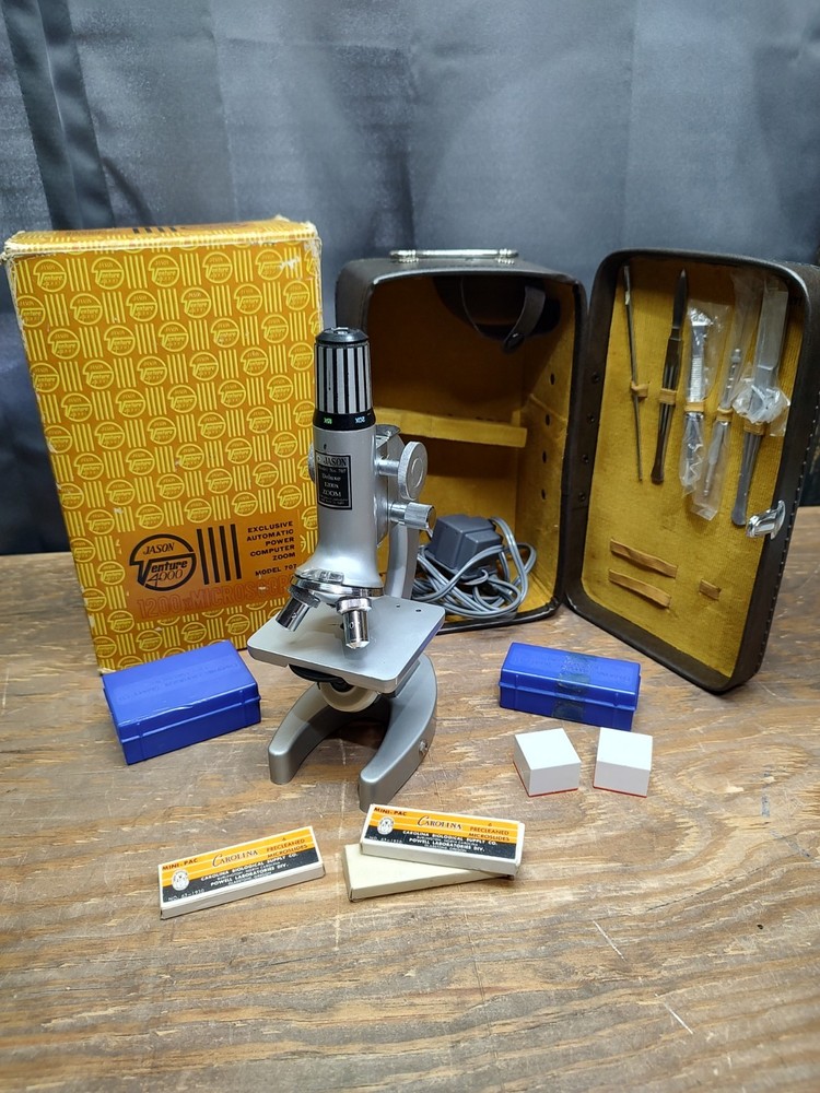Vtg Microscope Jason Venture 4000 Model 707 W/Case&Box