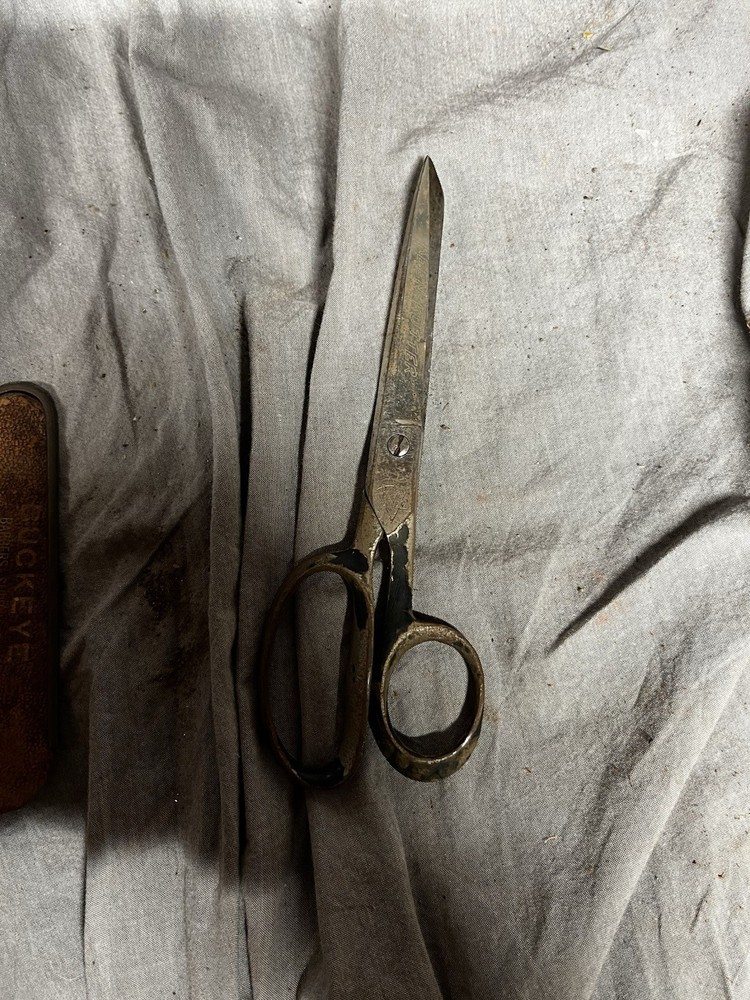 Vintage Scissors With Leather Sheath Buckeye