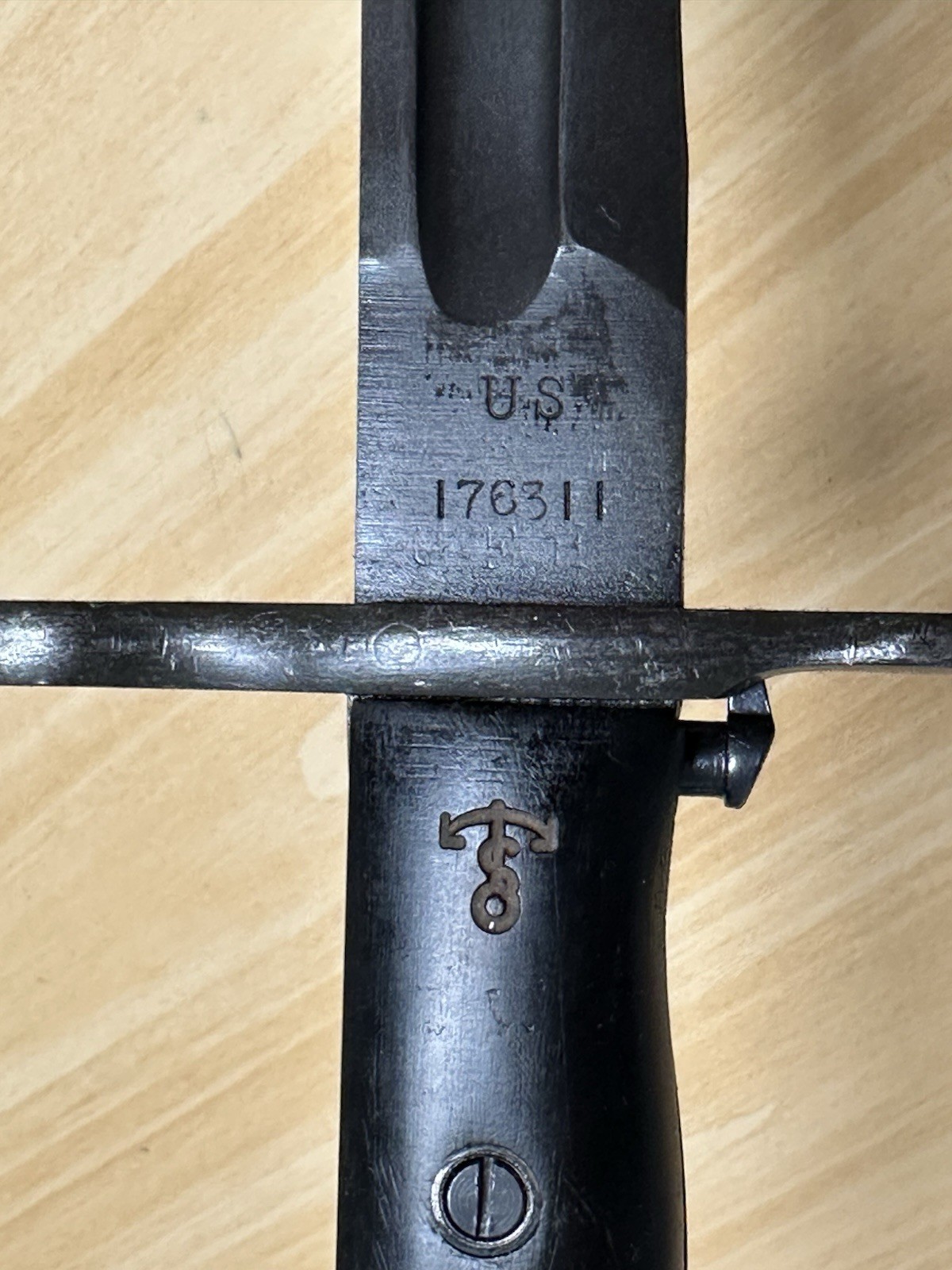 WWI US M1905-E1 10” Bayonet RIA 1910 Rock Island Armory Marked USS Nevada BB 36